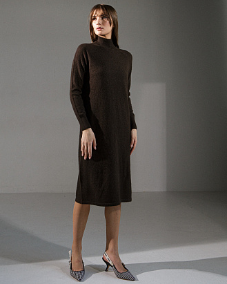 Платье из пуха яка 13072-1 темно-коричневое